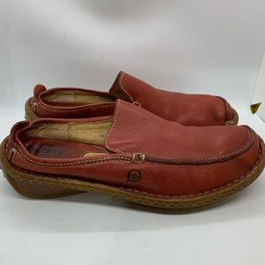 Born Red Leather Slip On Mule Size 7